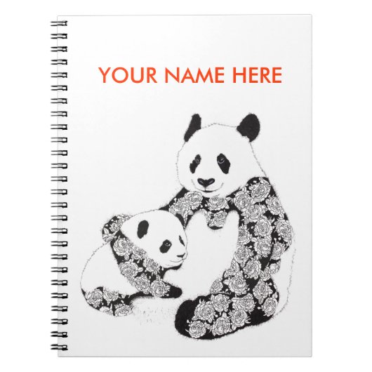 Panda Moeder en Baby Cub Notitieboek (Voorkant)