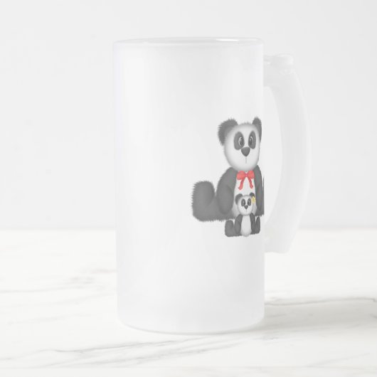 Panda Moeder en Baby Matglas Bierpul (Voorkant rechts)