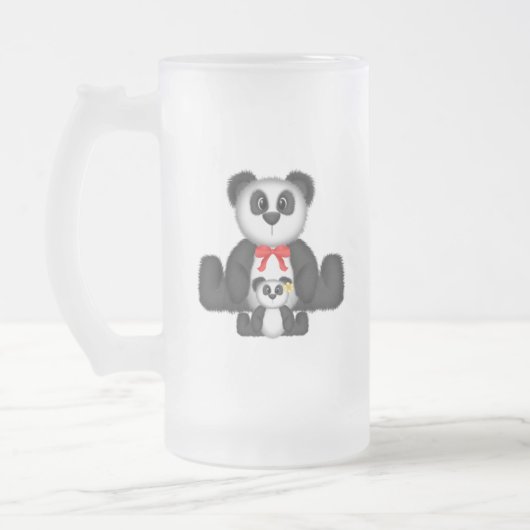 Panda Moeder en Baby Matglas Bierpul (Links)