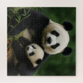Panda Moeder & Welp in Zachte Regen Legpuzzel (Horizontaal)