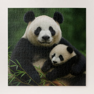 Panda Moeder & Welp in Zachte Regen Legpuzzel