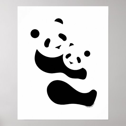 Panda Moeder & Welp Print 16 x 20 - Wit (Voorkant)