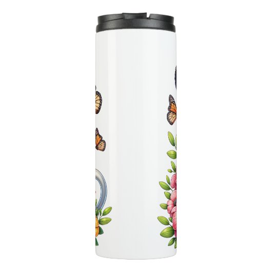 Panda Mom: welp, bloemen, Moederdag Thermosbeker (Achterkant)