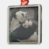 Panda Momma en Baby Metalen Ornament (Links)