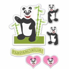 Panda-monium Cute Cartoon Panda Beer Set Sticker