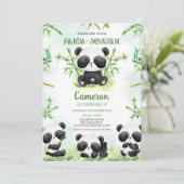 Panda-monium Panda verjaardagsuitnodiging Kaart (Staand voorkant)