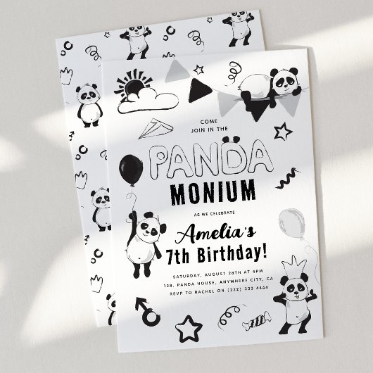 Panda-Moniums Kinderverjaardagsfeestje Kaart