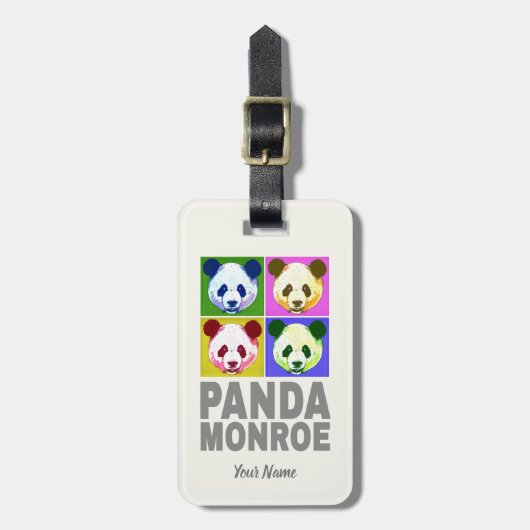 Panda Monroe Beer Pop Art Portret Bagagelabel (Voorkant verticaal)