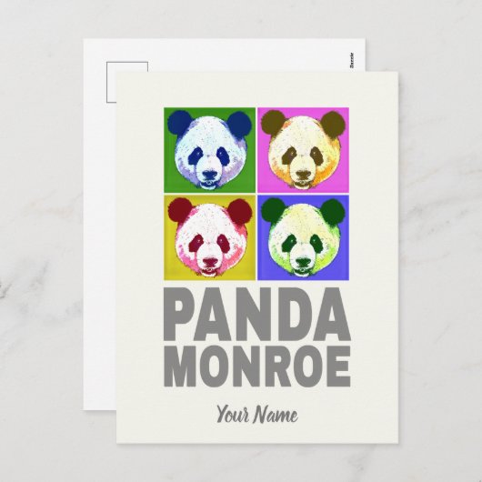 Panda Monroe Beer Pop Art Portret Feestdagenkaart (Voorkant / Achterkant)