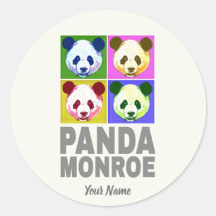 Panda Monroe Beer Pop Art Portret Ronde Sticker