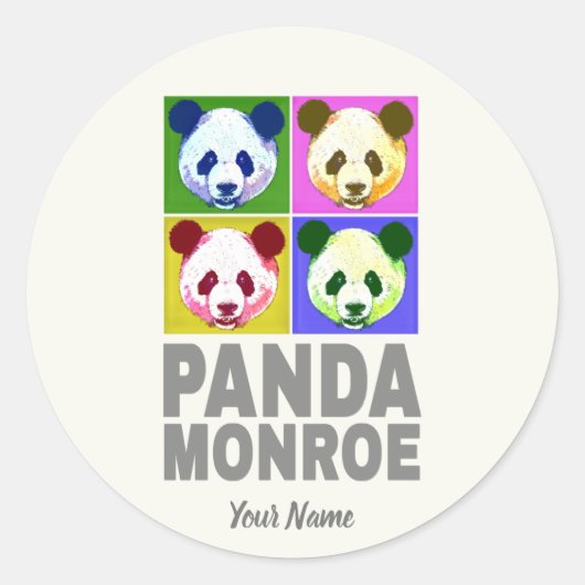 Panda Monroe Beer Pop Art Portret Ronde Sticker (Voorkant)