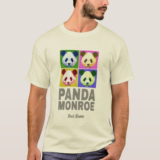 Panda Monroe Beer Pop Art Portret T-shirt (Voorkant)