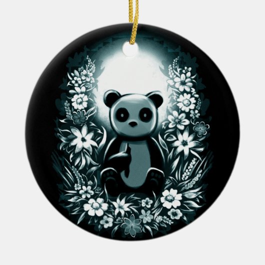 Panda Moon Keramisch Ornament (Voorkant)