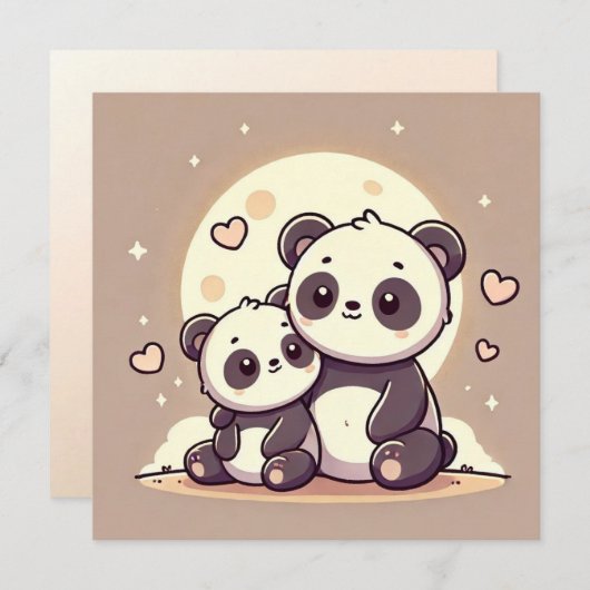 Panda Moon Love Kaart (Voorkant / Achterkant)