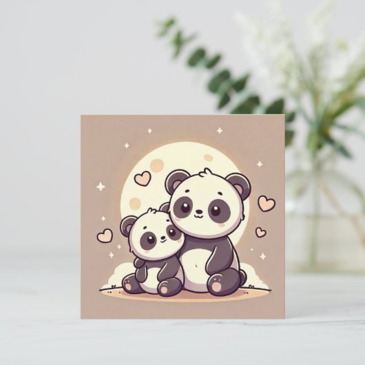 Panda Moon Love Kaart (Staand voorkant)