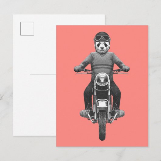 Panda Motorcyle Rider Briefkaart (Voorkant / Achterkant)