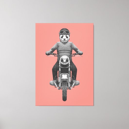 Panda Motorcyle Rider Canvas Afdruk (Voorkant)