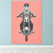 Panda Motorcyle Rider Canvas Afdruk (Insitu (Houten vloer))
