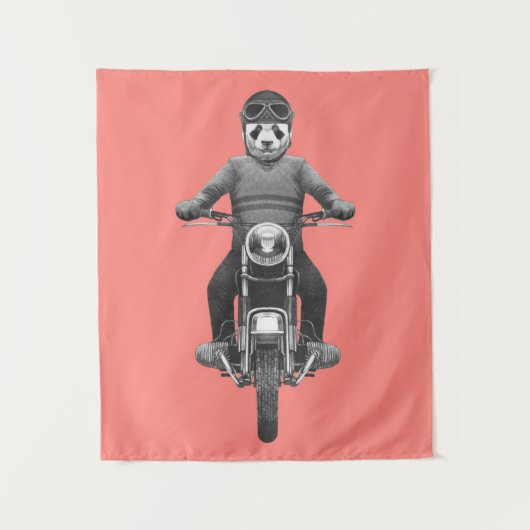 Panda Motorcyle Rider Wandkleed (Voorkant)