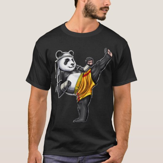 Panda Muay Thai-vechter T-shirt (Voorkant)