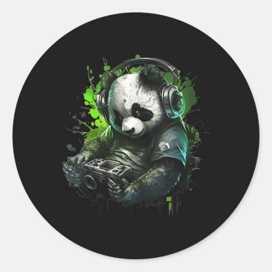 Panda Muziek DJ Controller Gaming Panda Ronde Sticker (Voorkant)
