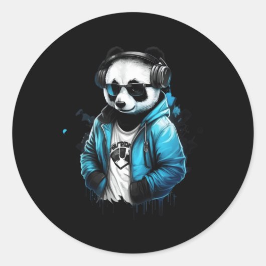 Panda Muziek DJ Controller Gaming Panda Ronde Sticker (Voorkant)