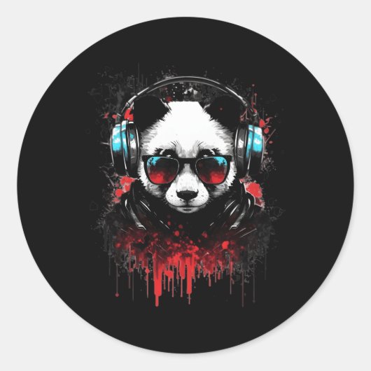 Panda Muziek DJ Controller Gaming Panda Ronde Sticker (Voorkant)