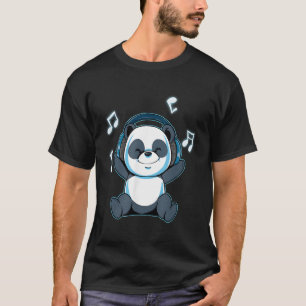 Panda Muzieknotitie Panda DJ Hoofdtelefoon Geluid  T-shirt
