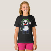 Panda Muzikant Hoofdtelefoon Muziek T-shirt (Voorkant volledig)