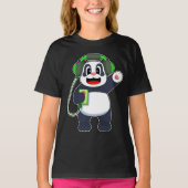 Panda Muzikant Hoofdtelefoon Muziek T-shirt (Voorkant)