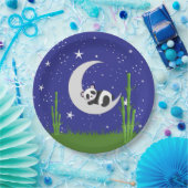 Panda New Baby on Moon Papieren Bordje (Feest)