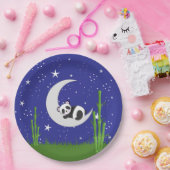 Panda New Baby on Moon Papieren Bordje (Feest)