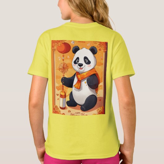 Panda new year Party — Cartoon style designed T-shirt (Achterkant)