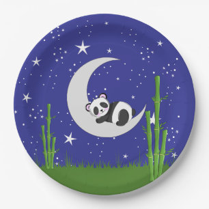 Panda Nieuwe Baby op Maan Papieren Bordje