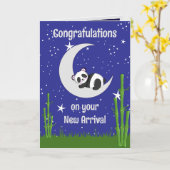 Panda Nieuwe Baby Vouwkaart Kaart (Gele Bloem)