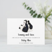 Panda nieuwe babyaankondigingskaart RSVP kaartje (Staand voorkant)