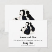 Panda nieuwe babyaankondigingskaart RSVP kaartje (Voorkant / Achterkant)