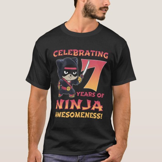 Panda Ninja Ik ben 7 Zeven Ninja 7e T-shirt (Voorkant)