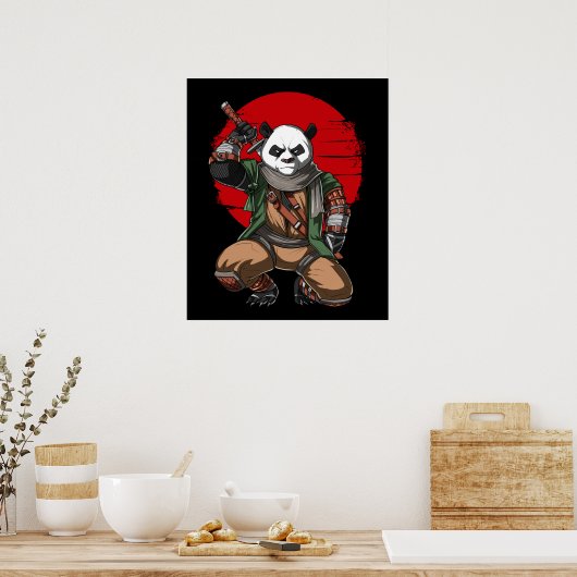 Panda Ninja Samurai Poster (Keuken)