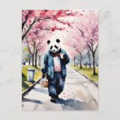 Panda Ochtend Koffiewandeling in de Lente Stad Briefkaart (Voorkant)