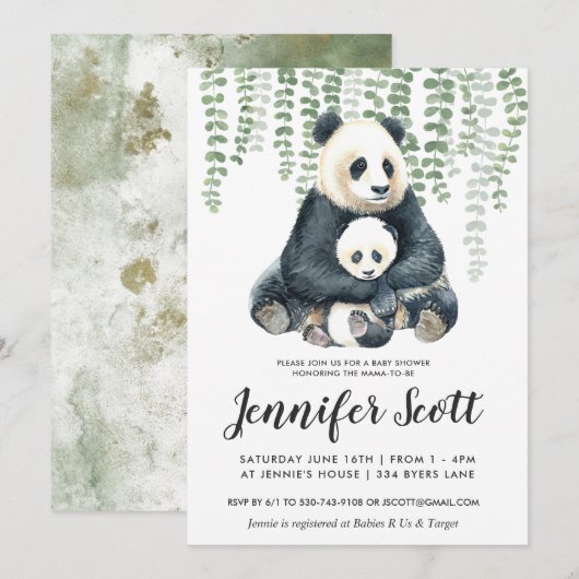 Panda Oerwoud Baby shower (Voorkant / Achterkant)