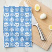 Panda Oerwoud impressies op blauw Theedoek (Quarter Fold)
