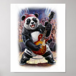 Panda on stage playing Rock and Roll on a Poster
