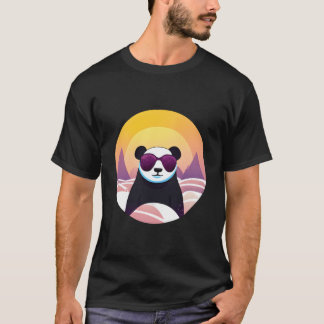Panda On Vacation Wearing Sunglasses T-shirt