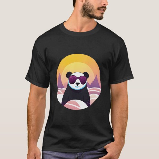 Panda On Vacation Wearing Sunglasses T-shirt (Voorkant)