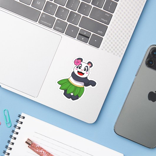 Panda op Ballet Dance Sticker (Laptop met iPhone)