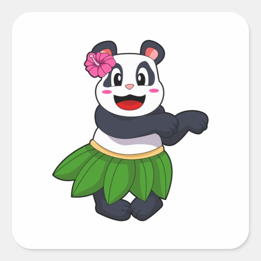 Panda op Ballet Dance Vierkante Sticker (Voorkant)