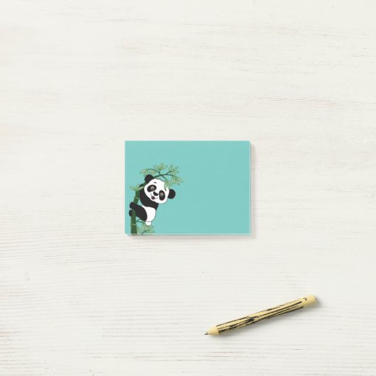 Panda op Bamboo Post-it® Notes (Op bureau)