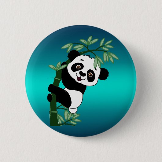 Panda op Bamboo Ronde Button 5,7 Cm (Voorkant)