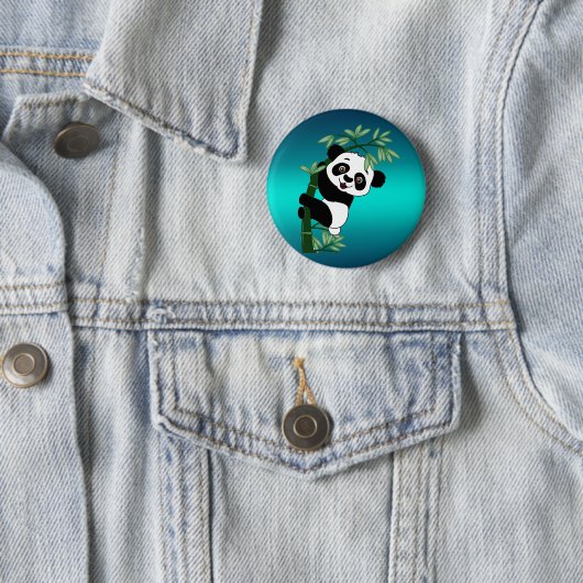 Panda op Bamboo Ronde Button 5,7 Cm (In situ)